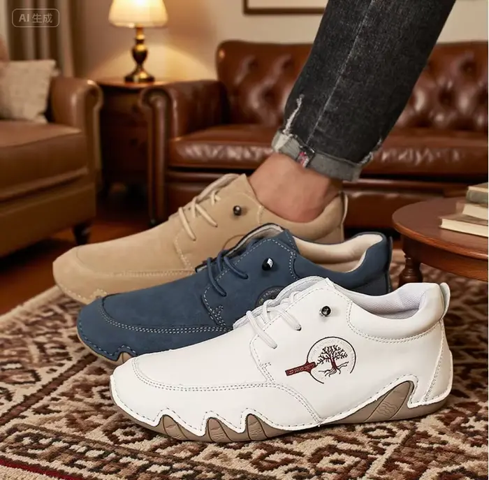 Nouveau fait à la main en cuir hommes bottes automne Design baskets 2025 homme respirant chaussures