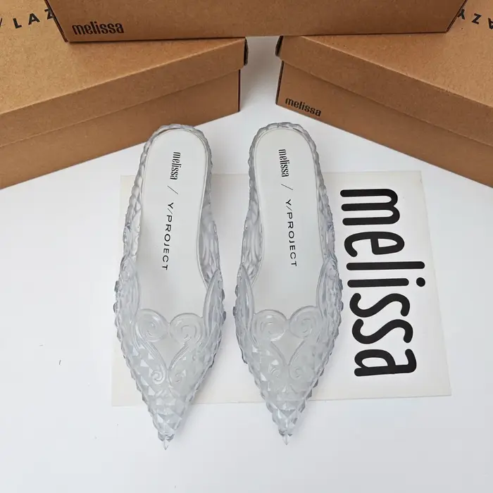 Femmes sandales 2025 printemps Melissa femme Slingback chaussures mode dames talons hauts élégant Med talon bout pointu sans lacet sandale