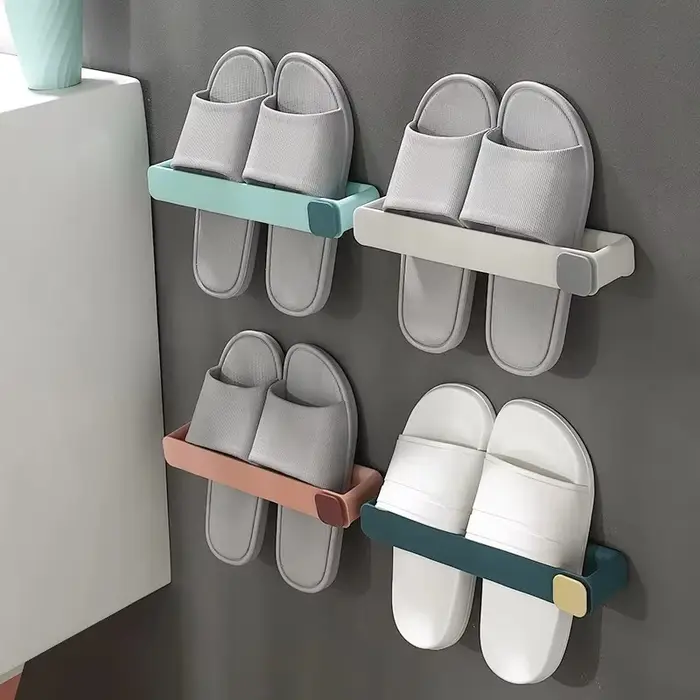 Support mural adhésif sans perçage pour chaussures et pantoufles de salle de bain