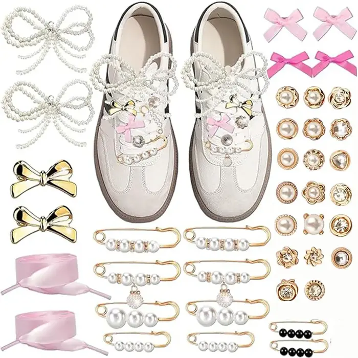 40 pièces breloques de chaussures bijoux de chaussures pour baskets et chaussettes, breloques de lac