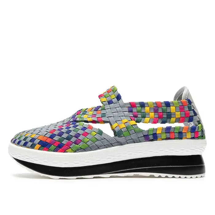 Femmes chaussures plate-forme tissé baskets sans lacet respirant chaussures de marche mode femme Ten