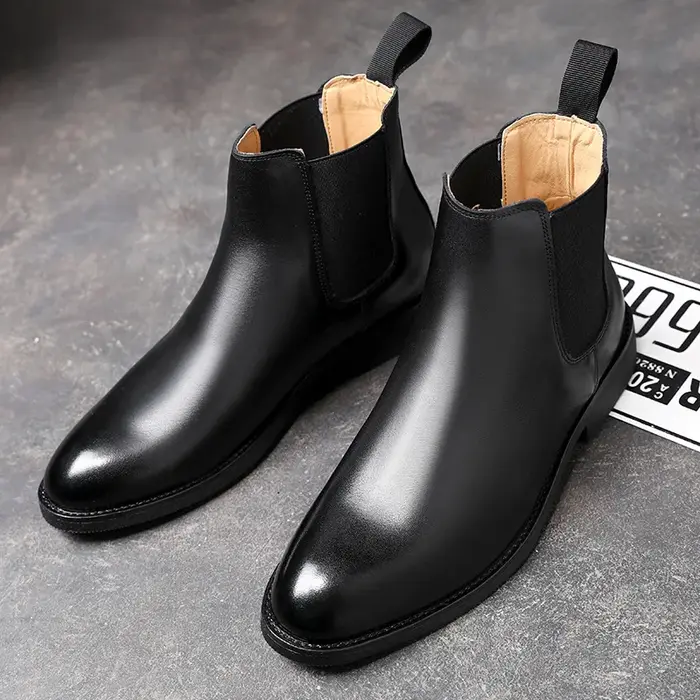 Bottines Chelsea classiques rétro en cuir véritable pour hommes