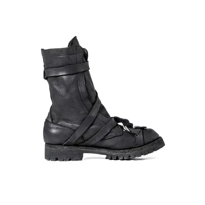Yamamoto Style foncé rétro Vintage moto bottes hommes en cuir véritable sangle