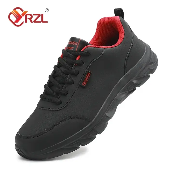YRZL chaussures de course pour hommes en cuir artificiel imperméable léger antidérapant confortable baskets de Sport