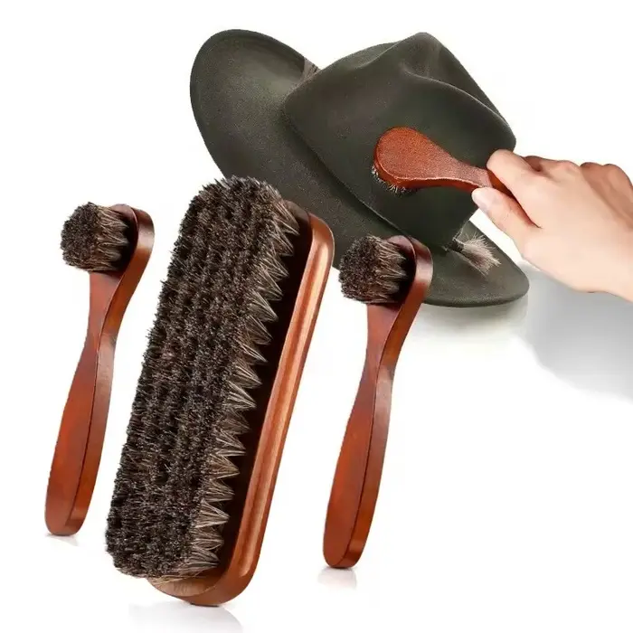 Ensemble de brosses à chaussures en crin de cheval, brosse de nettoyage et de polissage pour bottes en cuir et chaussures en daim, accessoire de nettoyage doux pour voiture, 3 pièces