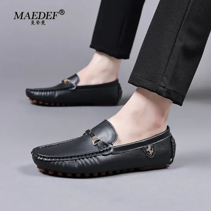 MAEDEF chaussures pour hommes mocassins blancs hommes chaussures décontractées marque hommes mocassins respirant grande taille conduite chaussures de marche pour hommes mocassins