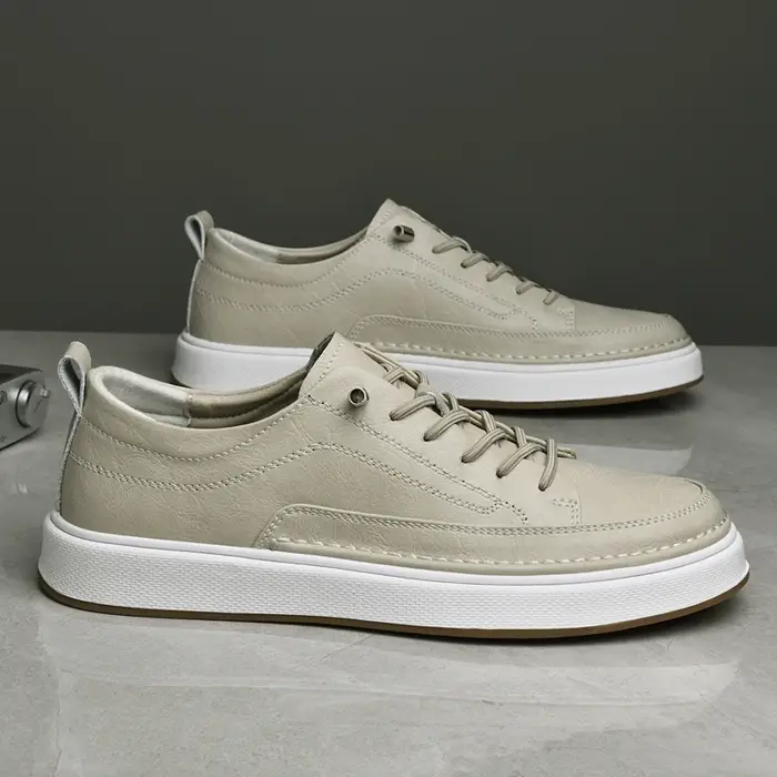 Chaussures de marche en cuir véritable pour hommes, baskets souples de luxe, plates, de styliste, assorties avec tout, nouvelle collection