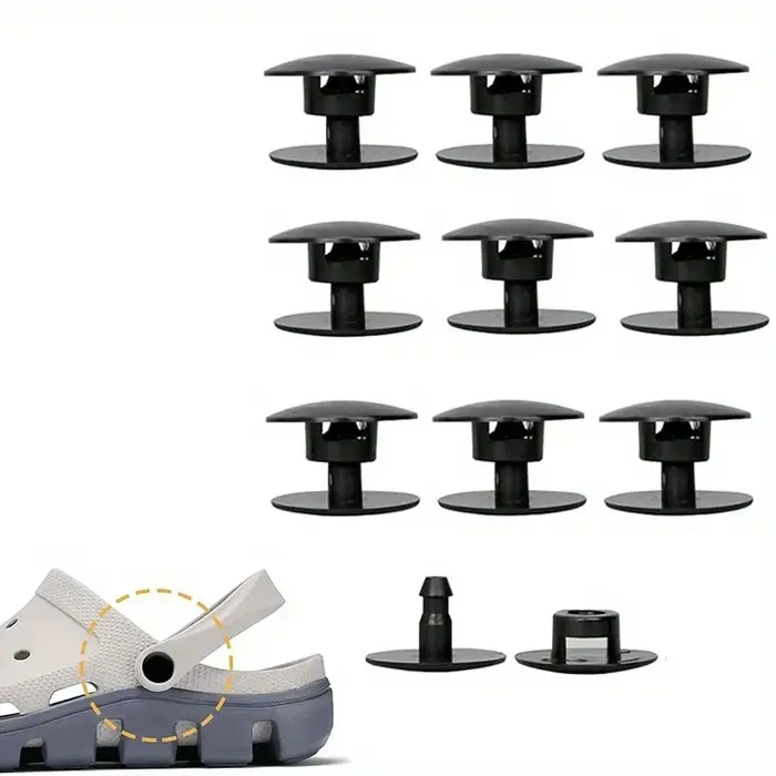 100 pièces de rivets de chaussures en plastique-accessoire de réparation rapide pour sabots en mousse et chaussures à enfiler-boutons de fixation durables-noir
