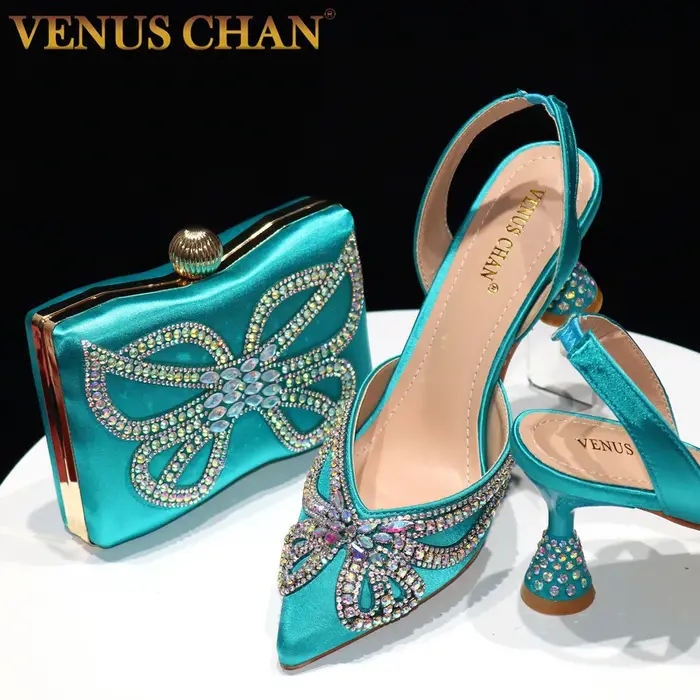 Venus Chan-Escarpins à nœud pointu pour femmes, chaussures et sacs, ensemble assressenti, élégant, v