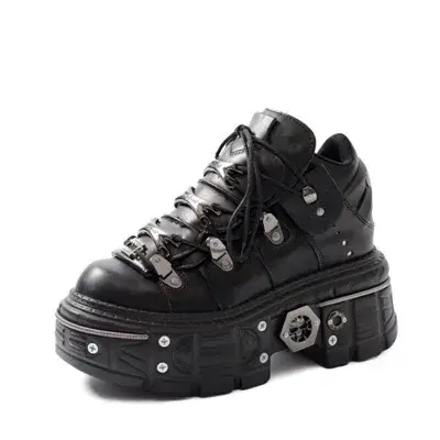 Chaussures à plateforme Punk pour femmes, baskets à lacets, bout rond, décoration en métal, talons f