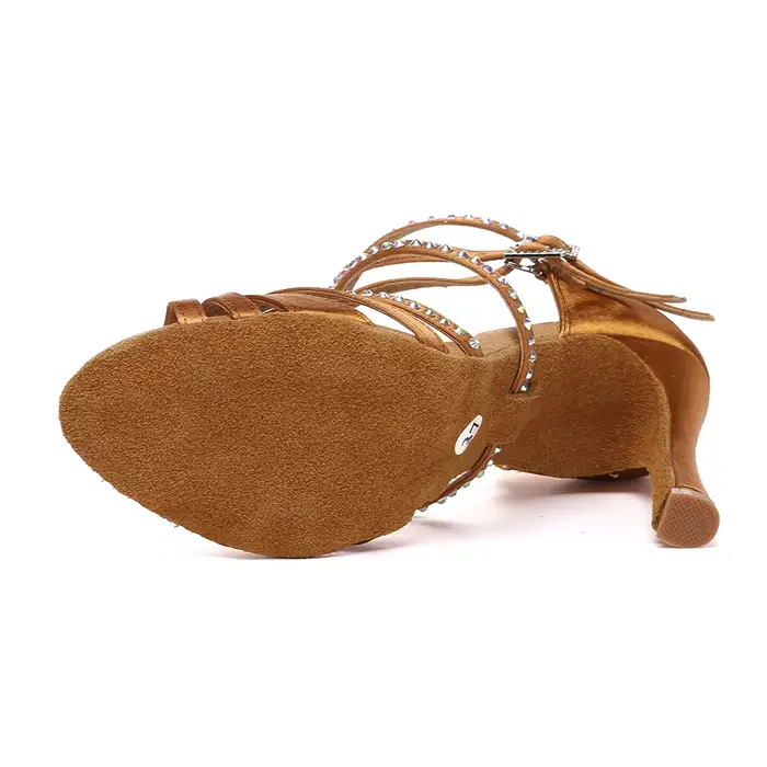 Chaussures de danse latine DKZSYIM pour femmes – Sandales de tango à strass