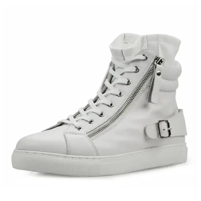 Printemps nouveaux hommes en cuir à semelles épaisses à la mode et à la mode blanc chaussures décont