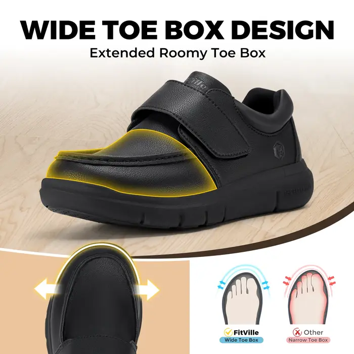FitVille-Chaussures en cuir à coupe large pour hommes