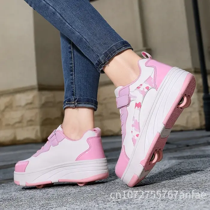 Chaussures de Skateboard pour enfants marche roulante double usage confortable résistant à l'usure en plein air patinage à roulettes baskets filles décontracté Sho