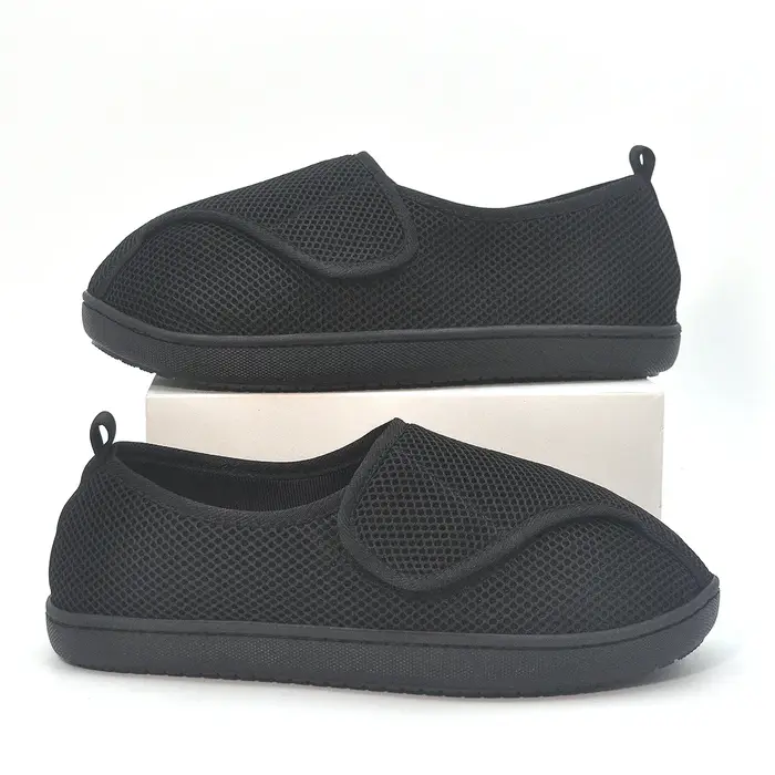 Chaussures de santé hommes pieds larges chaussures de marche pieds gonflés sangles réglables tissu d
