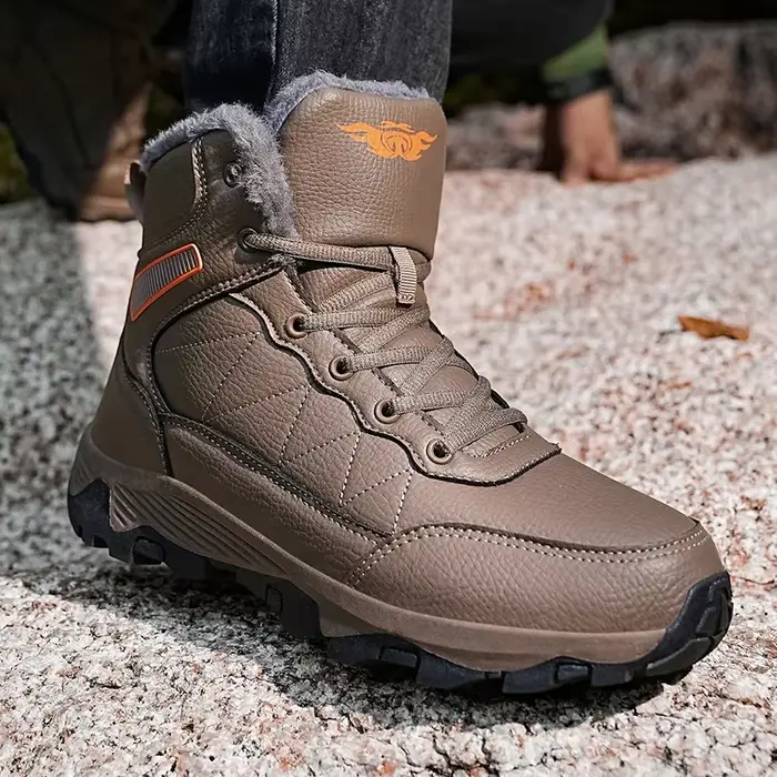 Moipheng-Chaussures de Randonnée pour Homme, Baskets Montantes en Peluche, Chaudes, Antidérapantes, Décontractées, Zapatos zones bre, Hiver
