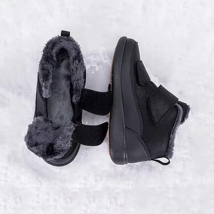 Bottines de neige à bout large pour hommes, chaussures chaudes doublées de fourrure en coton, grande
