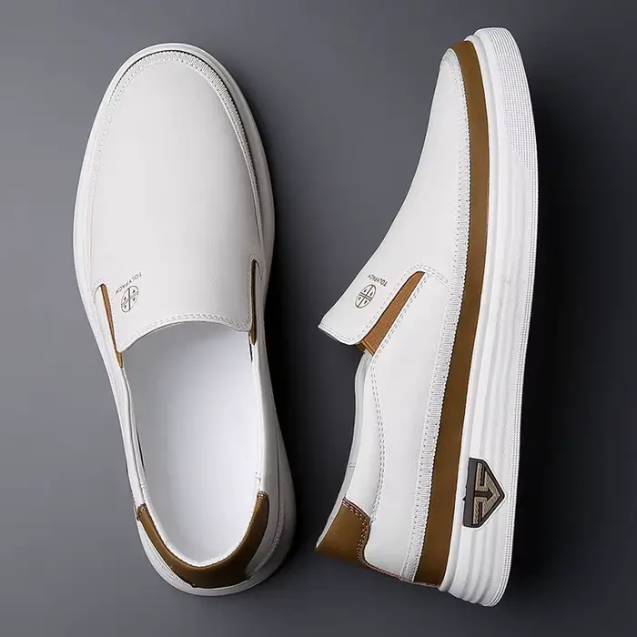 Nouvelles baskets décontractées en cuir véritable pour hommes 2025, mode printemps-été, chaussures b