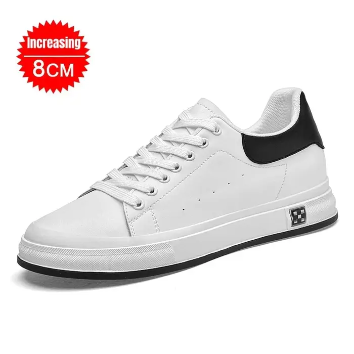 Chaussures d'ascenseur hommes 6cm 8cm 10cm chaussures de planche de levage plate-forme blanche homme