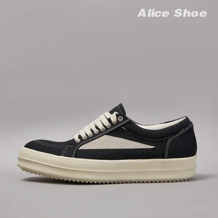 Chaussures d'extérieur en toile pour hommes et femmes, baskets basses de vacances noires à lacets, de luxe, à semelle épaisse, décontractées, à plateforme