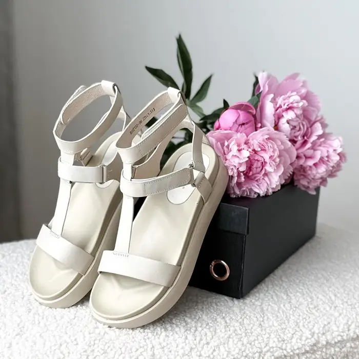 BeauToday – sandales gladiateur en cuir de veau véritable pour femmes, bout ouvert, sangle en T, sem