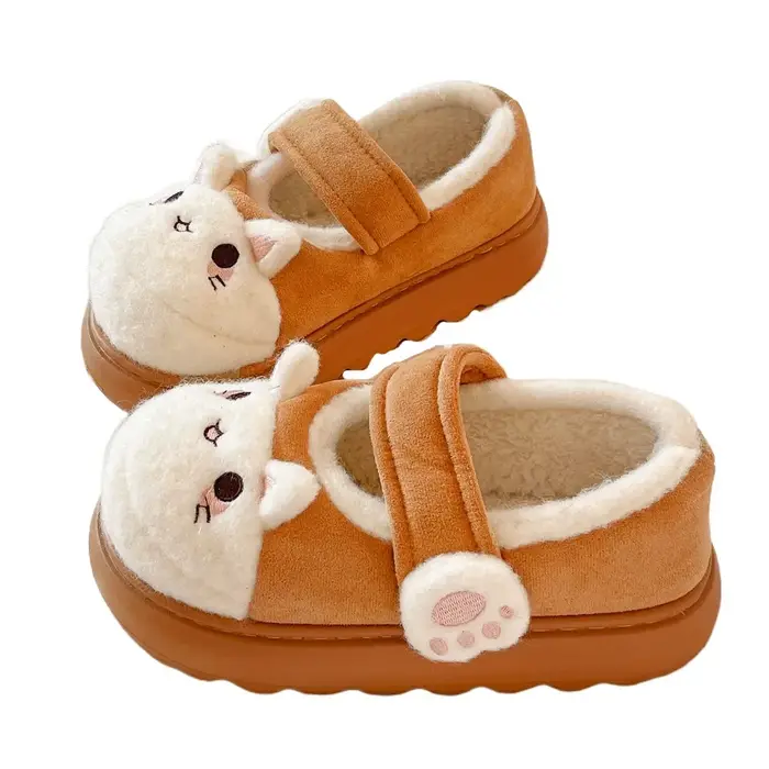 Chaussures patte de chat de dessin animé, antidérapantes, vêtements de maison, pantoufles de neige d