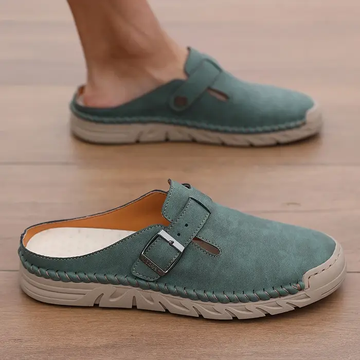 Chaussures semi-ouvertes de haute qualité, nouvelle collection 2026, mocassins en cuir confortables et décontractés pour hommes, respirants, pour la marche en extérieur