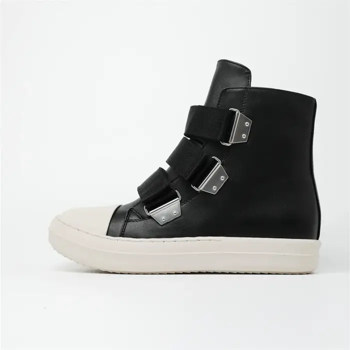 Baskets plateforme en cuir noir pour hommes et femmes