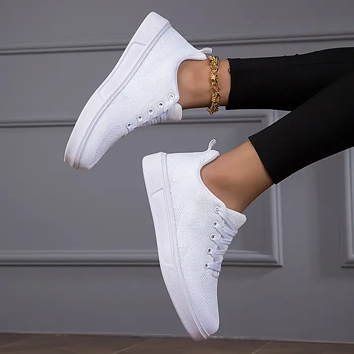 Moipheng noir baskets femmes décontracté maille à lacets Sport chaussures plates filles respirant blanc grosses