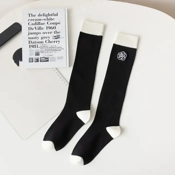Mode élastique camélia Rose chaussettes longues respirant Lolita Golf Sport chaussettes coton genou 