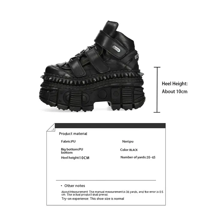 Chaussures à plateforme à talons super hauts, style néo-punk, chaussures à plateforme décoratives en