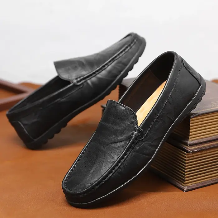 Chaussures de conduite décontractées en cuir pour hommes