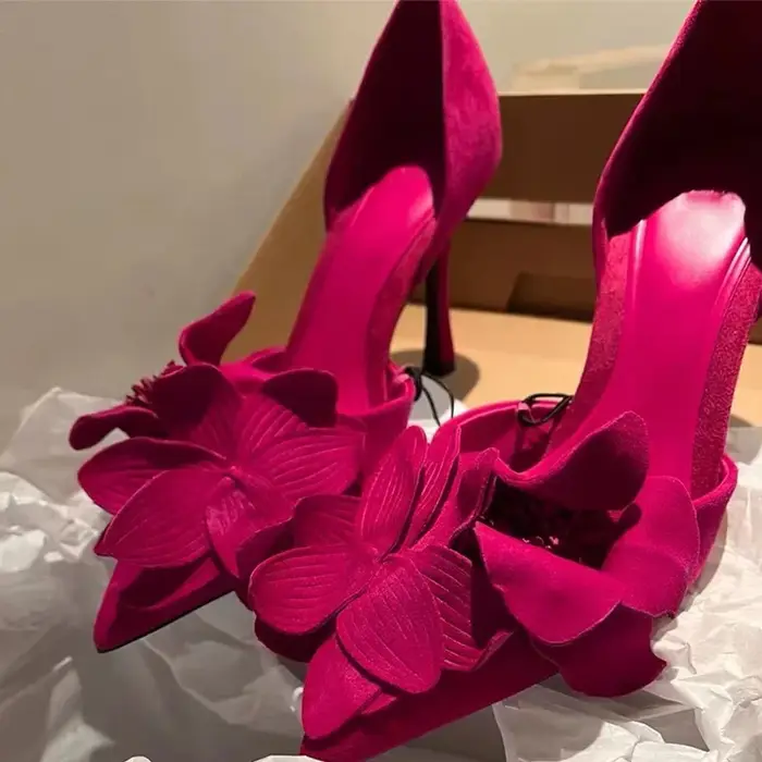 Femmes fleur talons hauts chaussures sandales Sexy été 2025 concepteur nouvelle robe de soirée pompes mariage