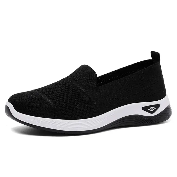 2025 respirant talon compensé mocassins femmes printemps été sans lacet tricoté chaussures de sport 