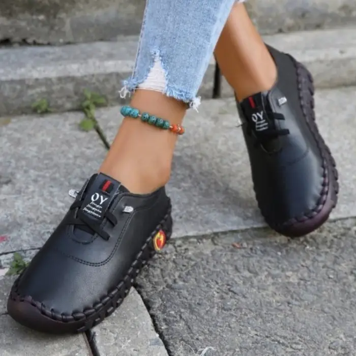 Nouvelles chaussures décontractées pour femmes printemps 2022, mocassins à plateforme, ballerines en cuir à lacets, chaussures à enfiler pour femmes, chaussures pour maman, chaussures femme.