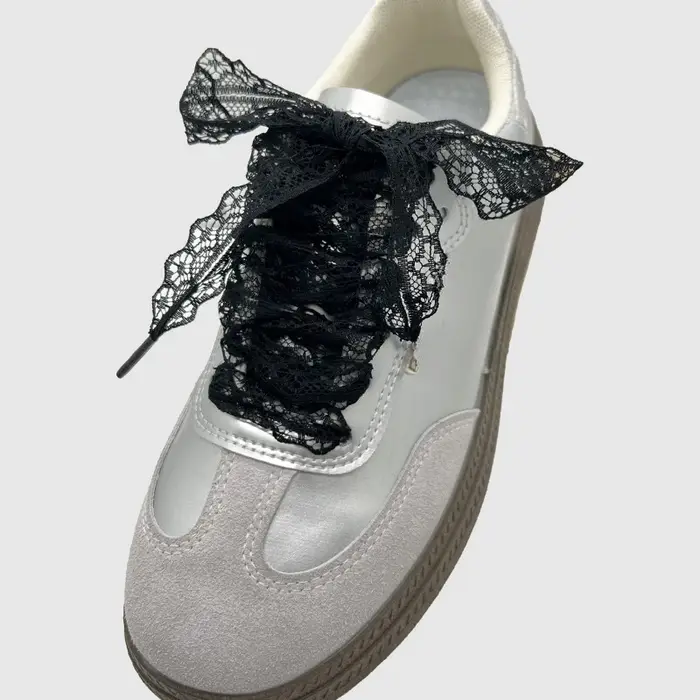 1 paire de lacets plats fantaisie en dentelle pour baskets