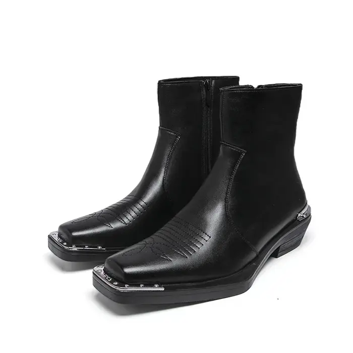 Bottes en cuir à tige haute pour homme