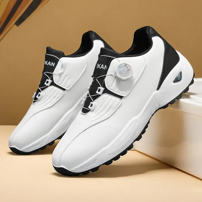 Chaussures de golf pour hommes : baskets athlétiques antidérapantes de haute qualité équipées d'un bouton rotatif pour un confort ultime !