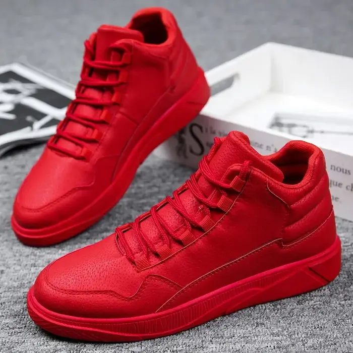 Chaussures de Skate montantes en cuir rouge pour hommes