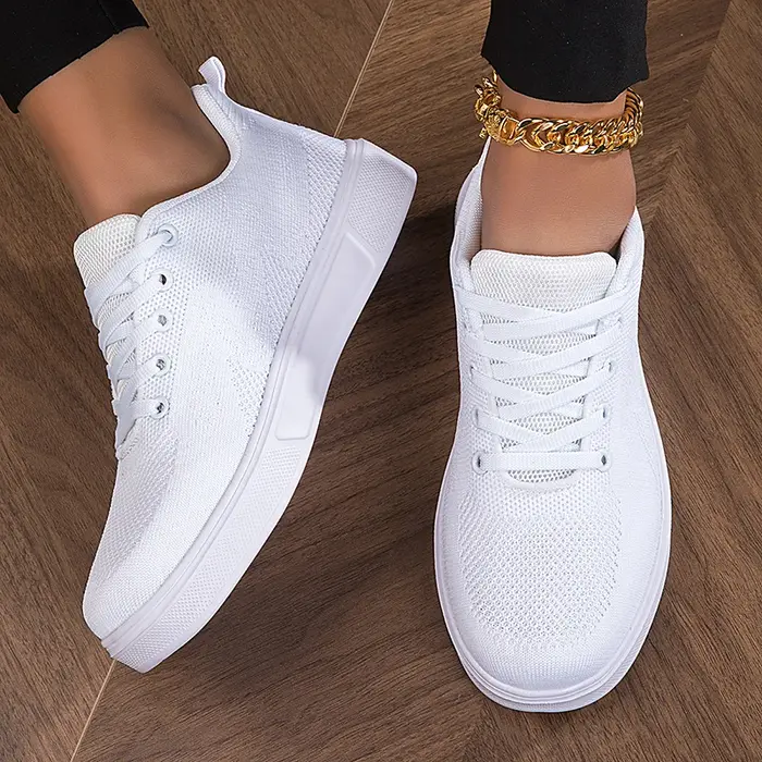 Moipheng noir baskets femmes décontracté maille à lacets Sport chaussures plates filles respirant blanc grosses