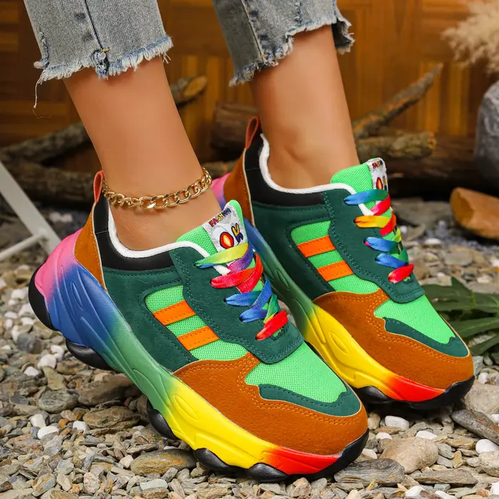 Femmes baskets De course mode coloré espadrilles décontractées femmes confort à lacets en plein air plate-forme chaussures pour femmes Zapatos De Mujer