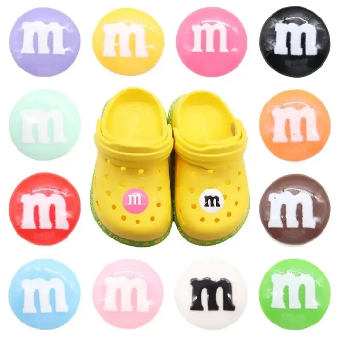 Boucle de chaussure en résine colorée, 12 pièces/ensemble MM, haricots de chocolat, adaptées aux bra