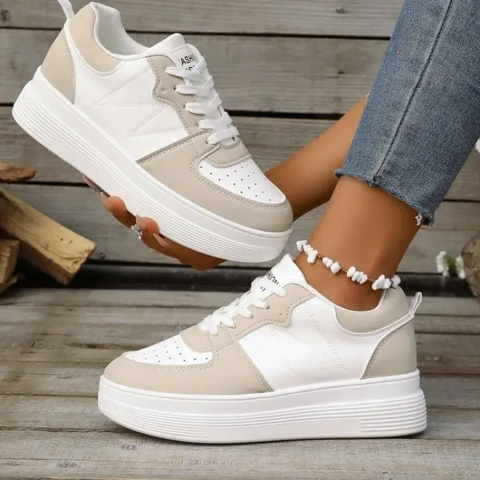 Baskets compensées pour femmes à bout rond