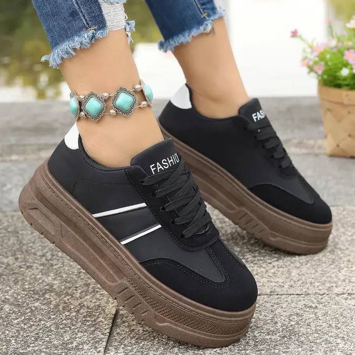 Chaussures de sport décontractées à semelle épaisse style rétro Dequn