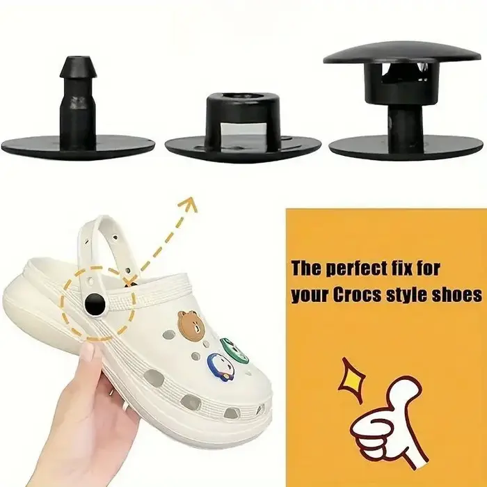 100 pièces de rivets de chaussures en plastique-accessoire de réparation rapide pour sabots en mousse et chaussures à enfiler-boutons de fixation durables-noir