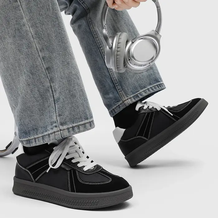 Nouvelles baskets de sport vintage noires à blocs de couleur pour hommes