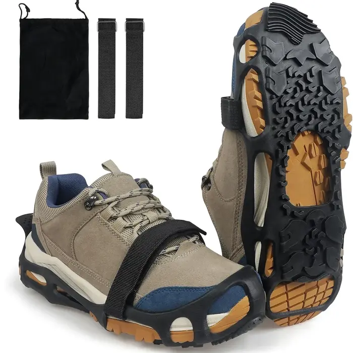 Ice Aleats-Chaussures coordonnantes sans pointes, poignées de traction, crampons, aides à la tractio