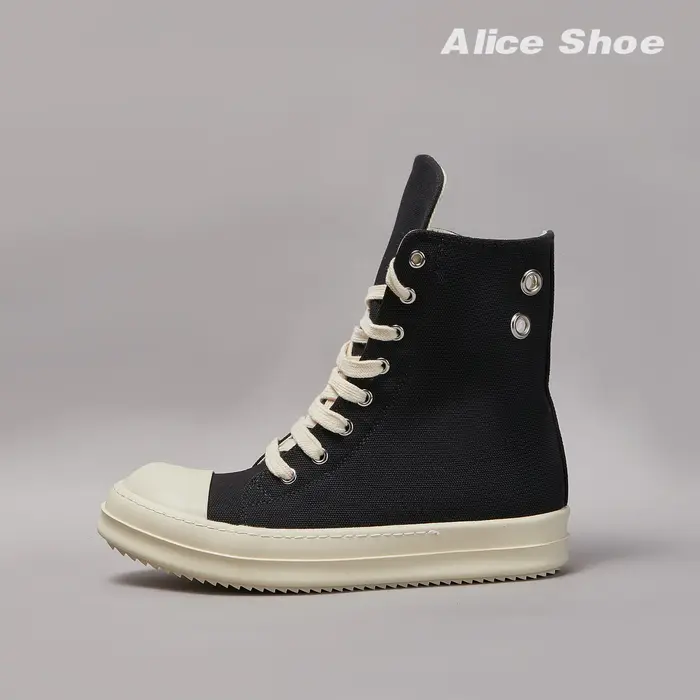 Marque hommes chaussure décontracté haut femmes Sneaker qualité noir bottine concepteur en cuir fermeture éclair trou