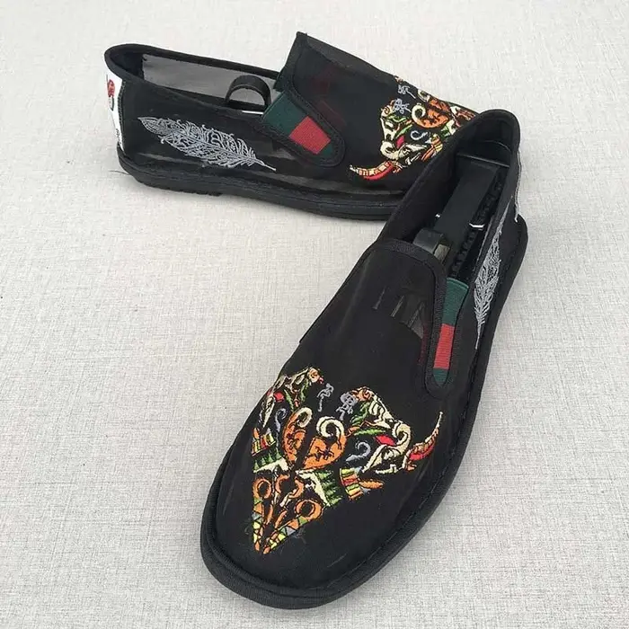 Mocassins en toile pour hommes, chaussures plates, décontractées, sans lacets