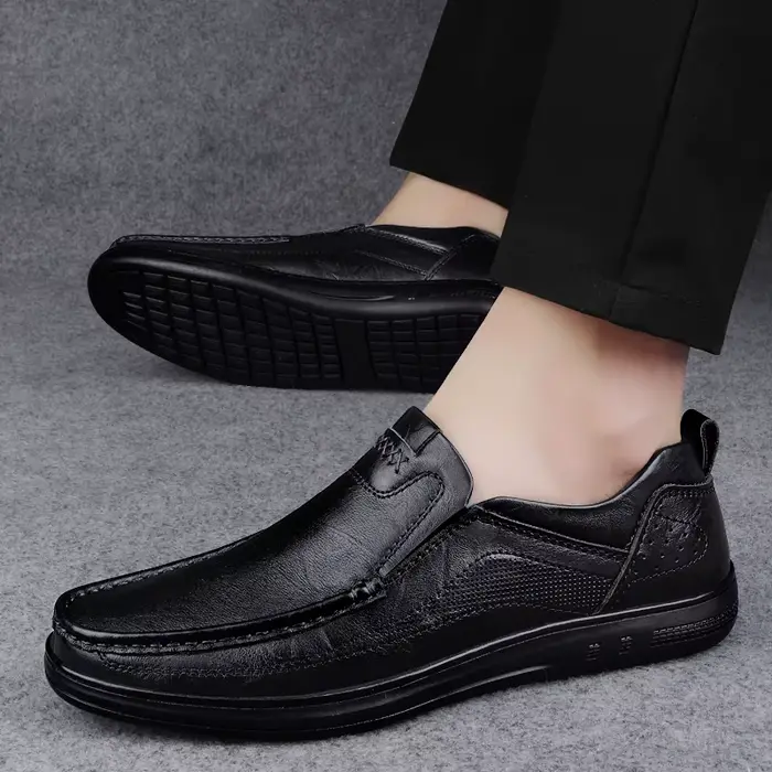 Mocassins italiens en cuir véritable pour hommes
